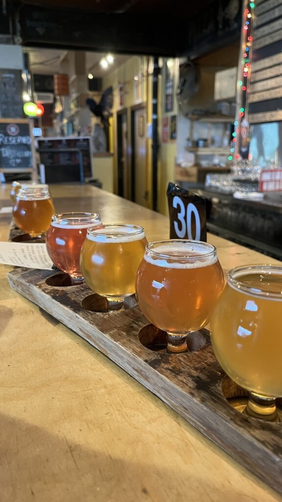 Craft beer flight at R&B Brewing in East Van